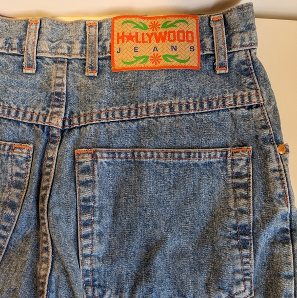 Vintage Hollywood Women's Size 27 100% Cotton Denim Jeans with Flower Pa… - Picture 5 of 15